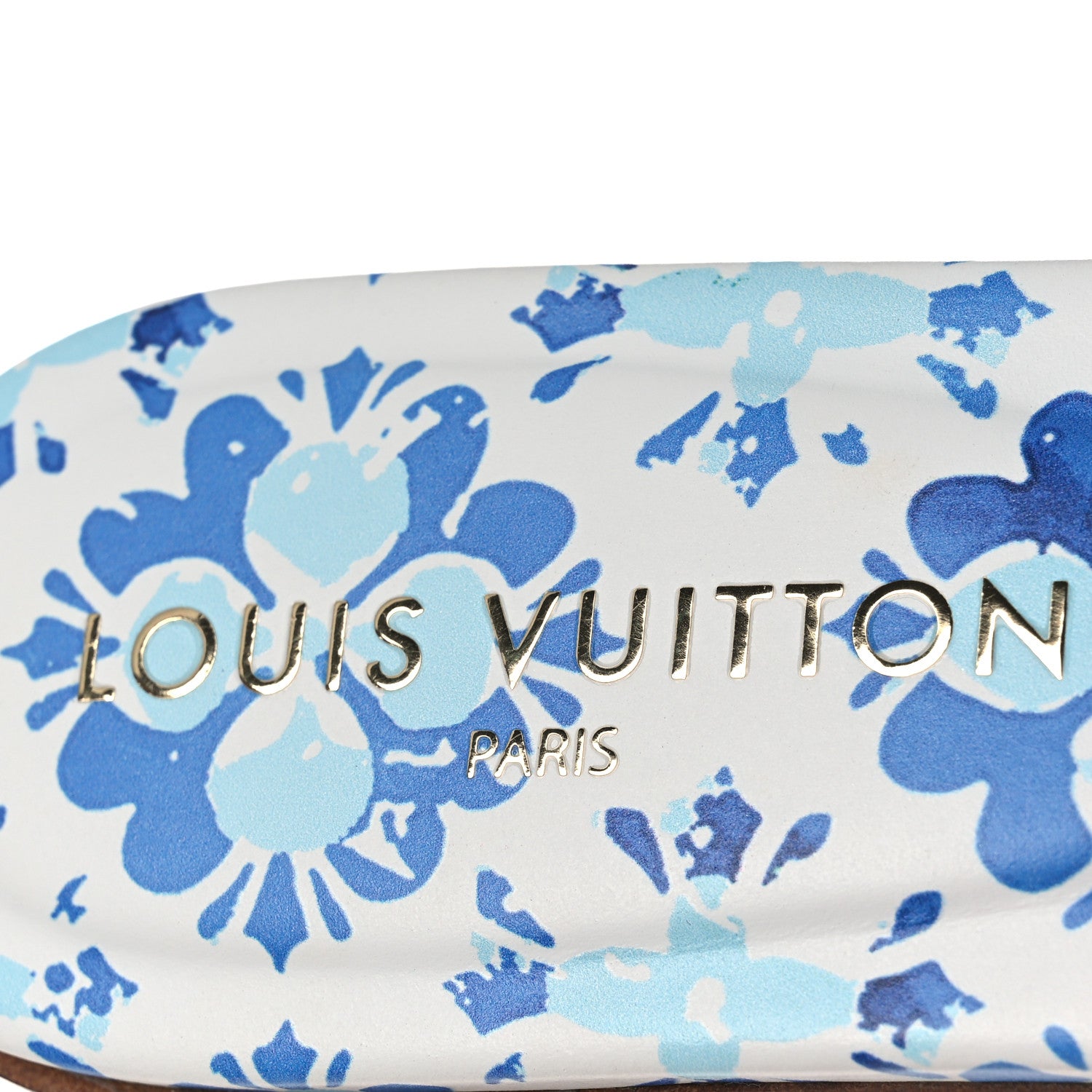 Louis Vuitton Calfskin Bloom LV Isola Flat Sandals 38 Navy 9 of 10