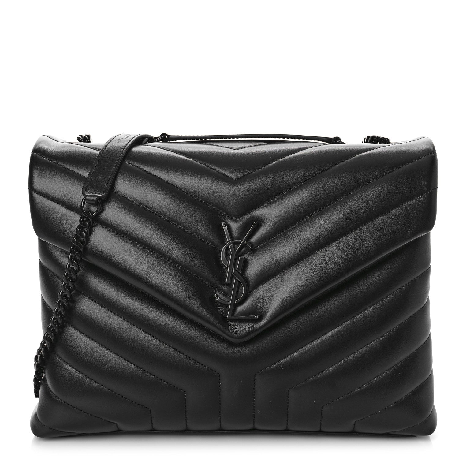 Saint Laurent Calfskin Y Quilted Monogram Monochrome Medium Loulou Chain Satchel Black 1 of 9