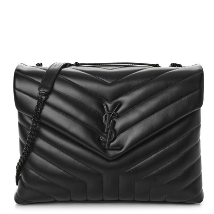 Saint Laurent Calfskin Y Quilted Monogram Monochrome Medium Loulou Chain Satchel Black 1 of 9