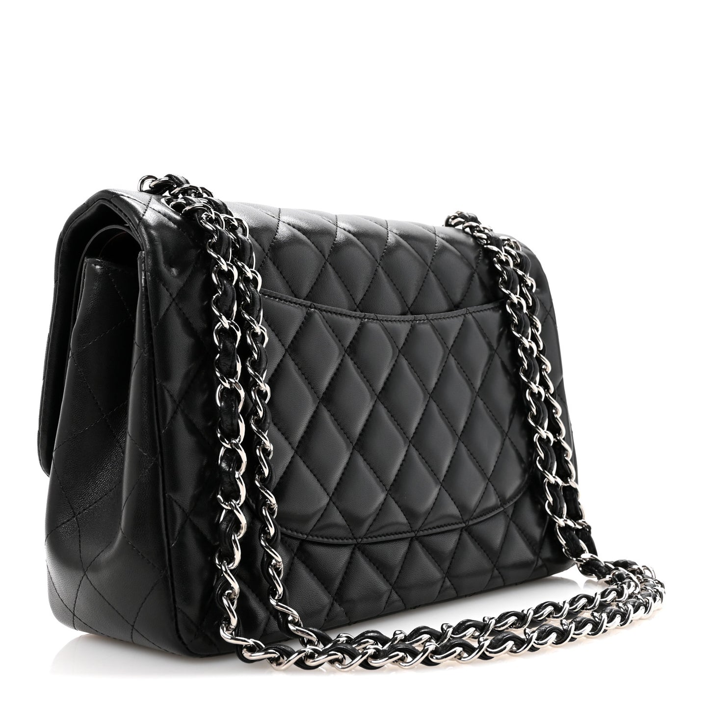 Lambskin Quilted Jumbo Double Flap Black