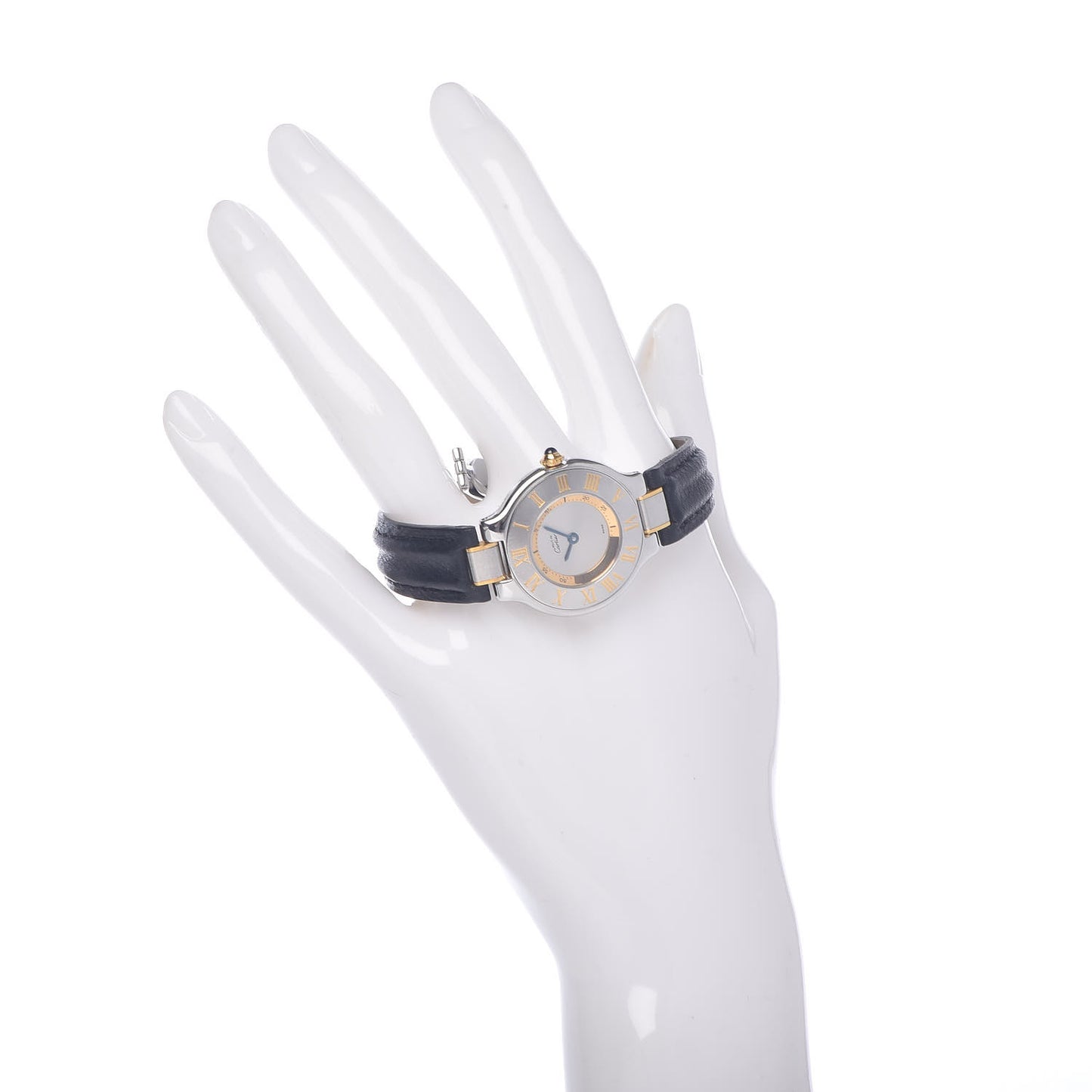 Stainless Steel 18K Yellow Gold Calfskin 28mm Must De 21 Quartz Watch