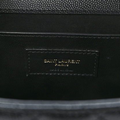 Saint Laurent Grain De Poudre Textured Mixed Matelasse Triquilt Medium Monogram Satchel Black 6 of 8