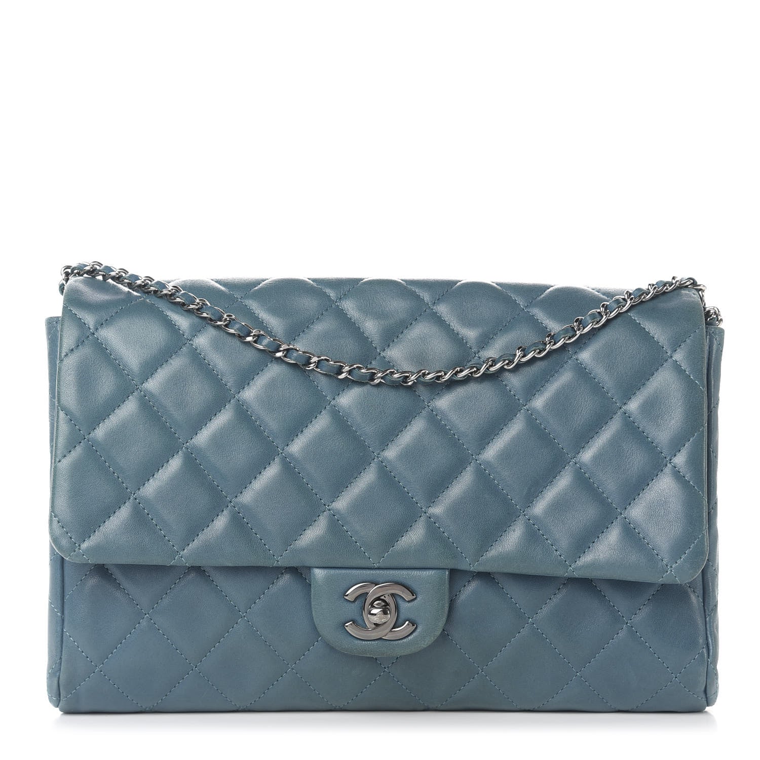 Chanel Lambskin Quilted Clutch With Chain Flap Turquoise 1 of 12