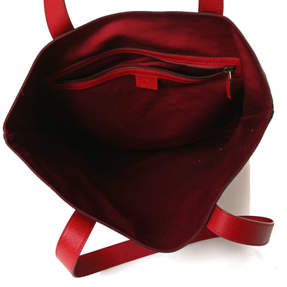 Gucci Canvas Calfskin Sylvie Stripe Logo Mens Tote Red White Blue 5 of 14