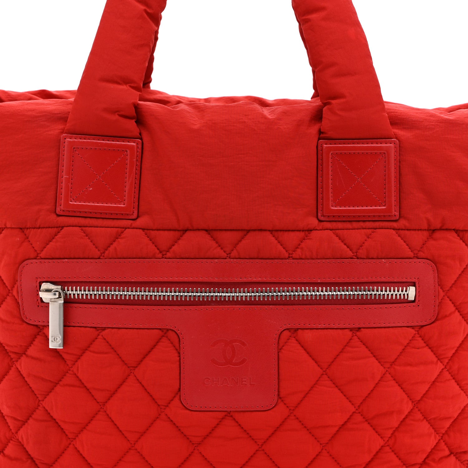 Chanel Nylon Quilted Large Coco Cocoon Tote Red 8 of 10