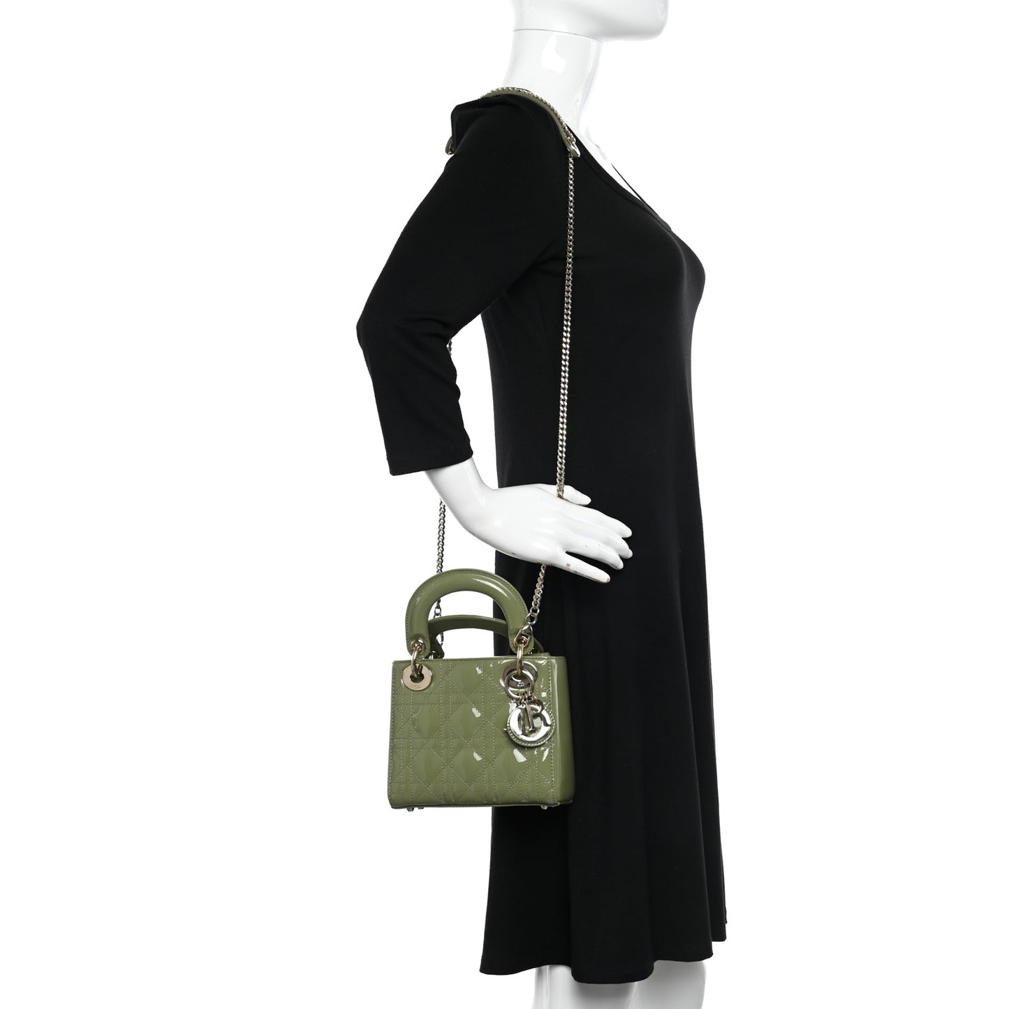 Patent Cannage Mini Lady Dior Dusty Jade