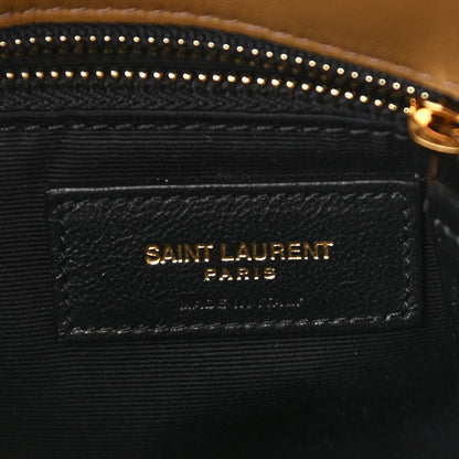 Saint Laurent Shearling Quilted Small Loulou Puffer Monogram Chain Satchel Cinnamon 5 of 9