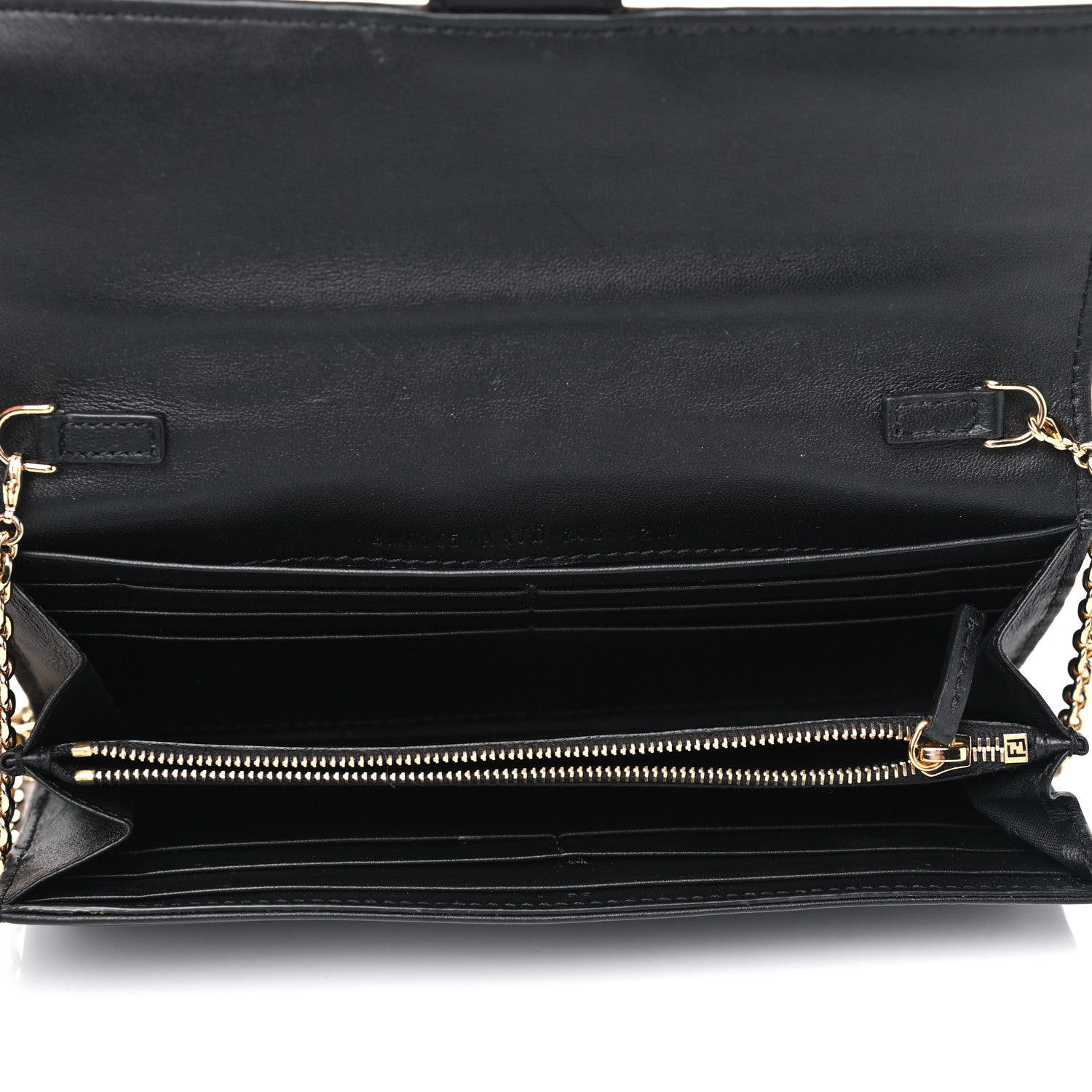 Fendi Nappa Matisse FF Embossed Continental Wallet On Chain Black 4 of 12