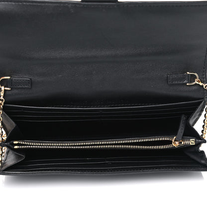 Fendi Nappa Matisse FF Embossed Continental Wallet On Chain Black 4 of 12