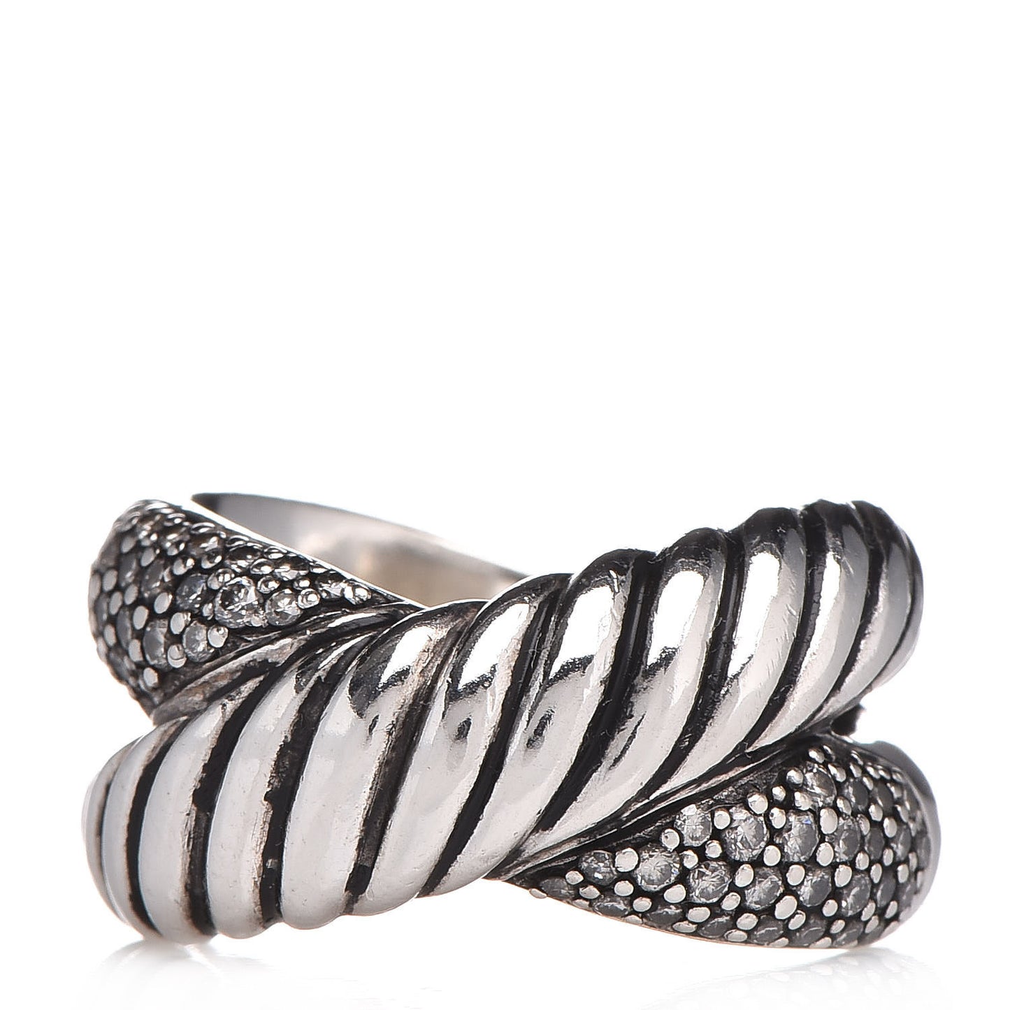 Sterling Silver Diamond Crossover Cable Ring 54 7