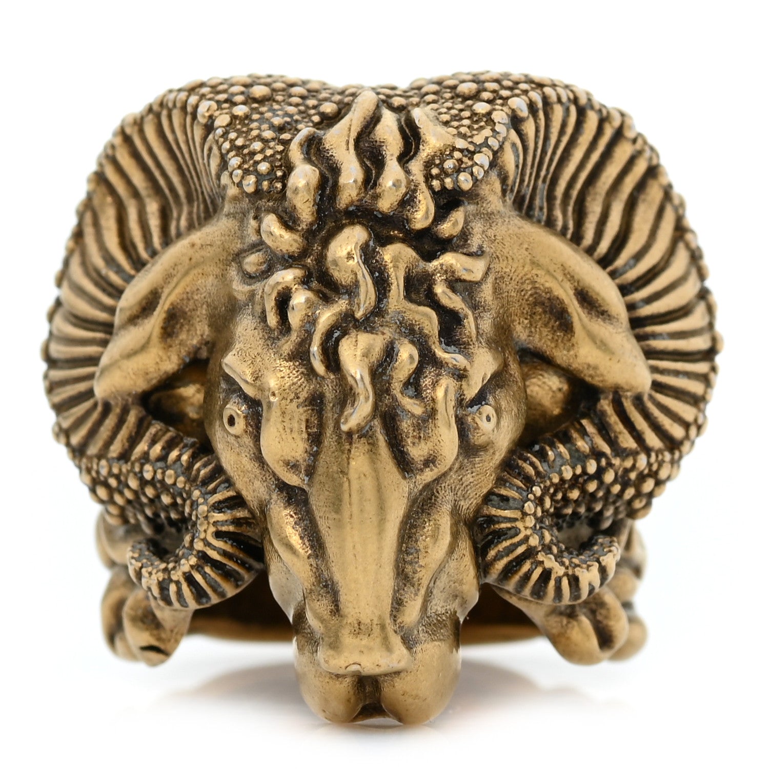 Gucci Metal Aries Ring M Aged Gold 1 of 6