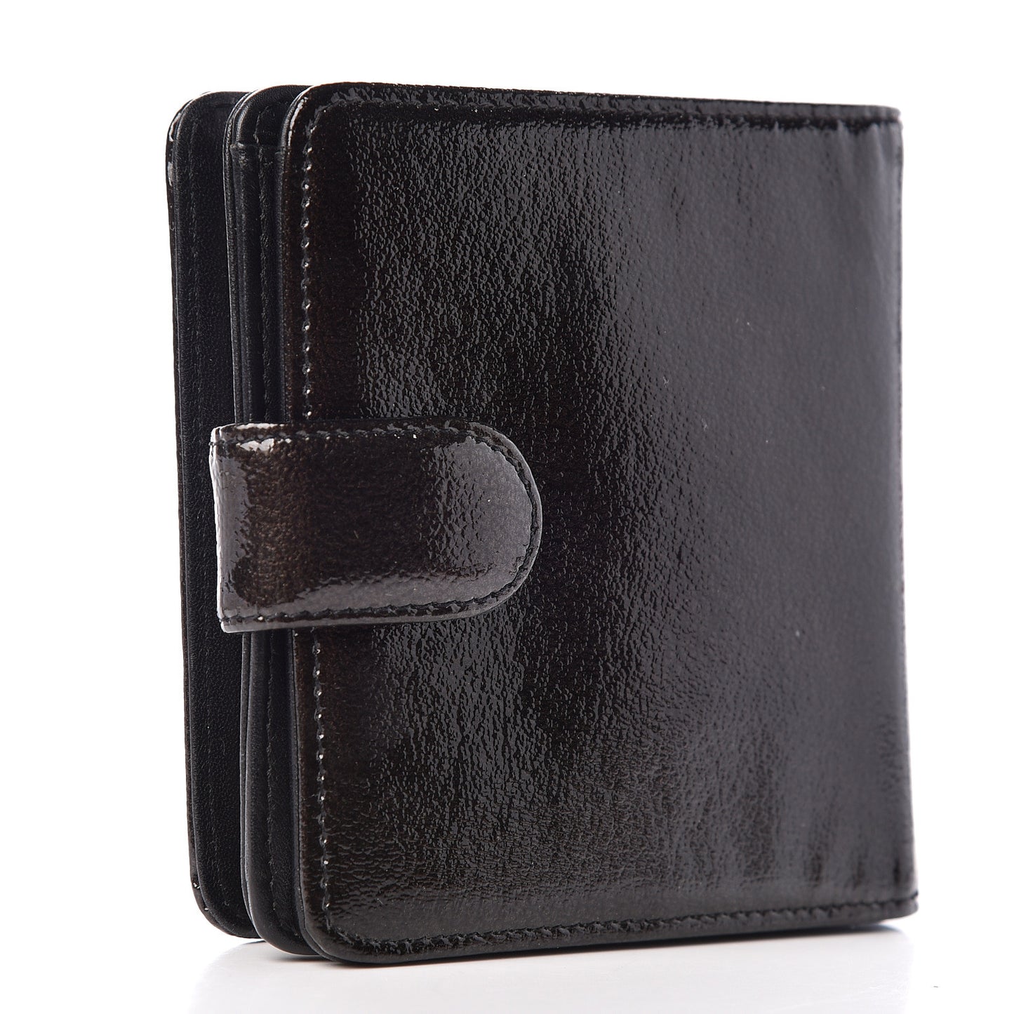 Patent Goatskin Compact French Wallet Brown