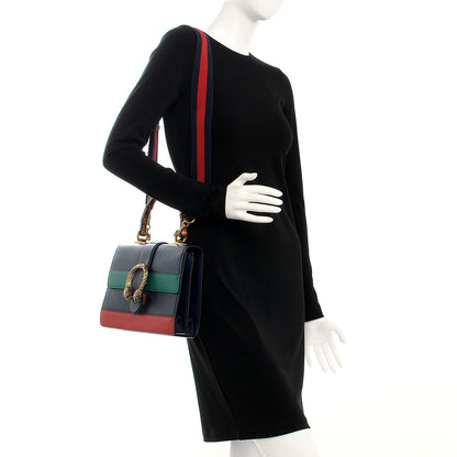 Gucci Moon Calfskin Bamboo Web Medium Dionysus Top Handle Bag Blue Emerald Hibiscus Red 2 of 8
