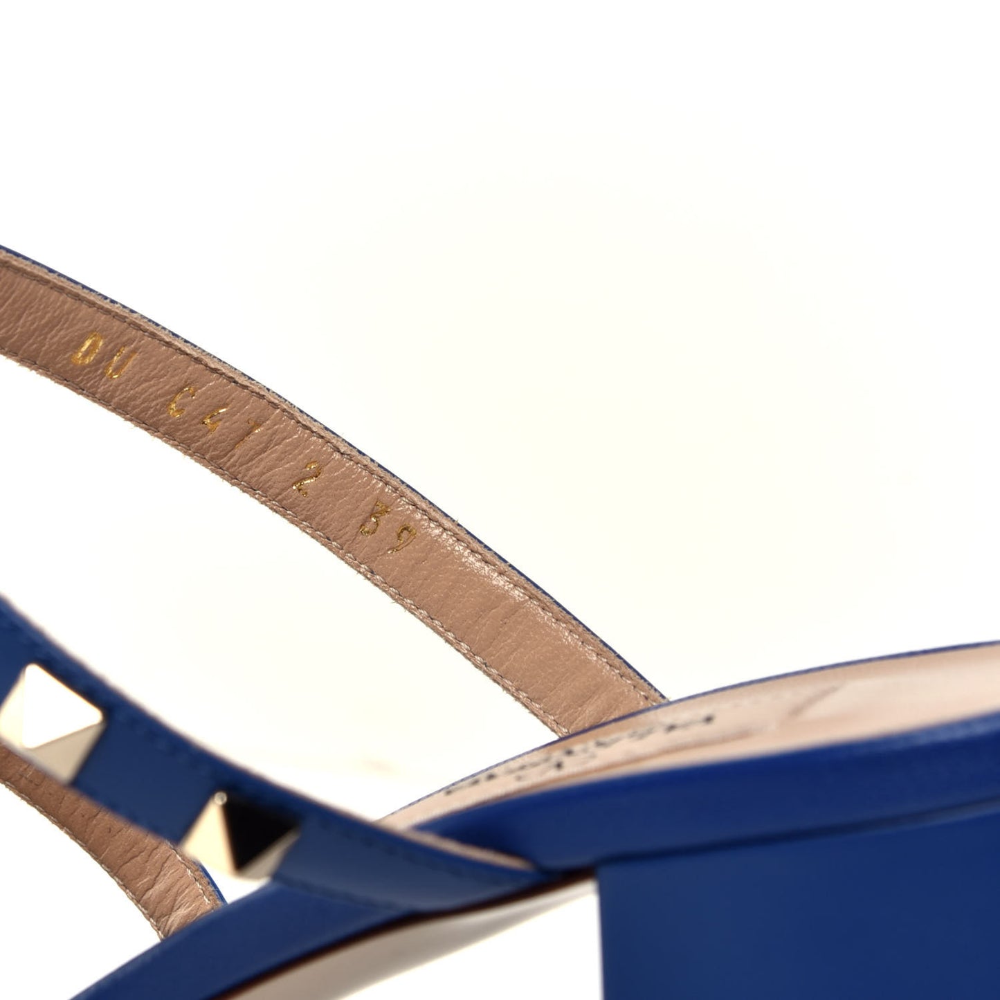 Calfskin Rockstud 60mm Caged Slide Sandals 39 Blu Delft