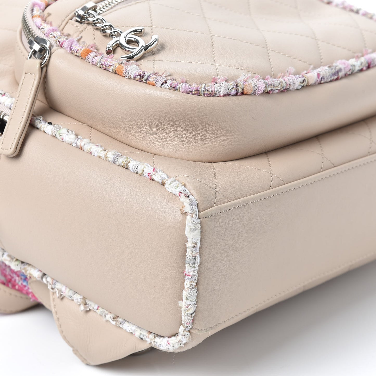 Lambskin Tweed Quilted Elegant Trim Backpack Pink