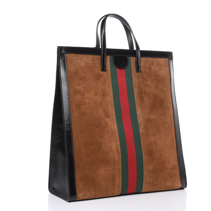 Gucci Suede Patent Web Ophidia Vertical Tote Nocciola Black 3 of 11