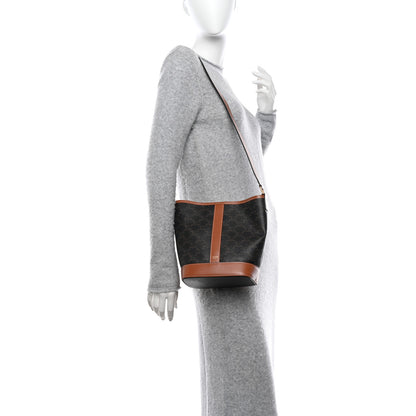 Celine Triomphe Canvas Calfskin Small Bucket Bag Tan 2 of 10