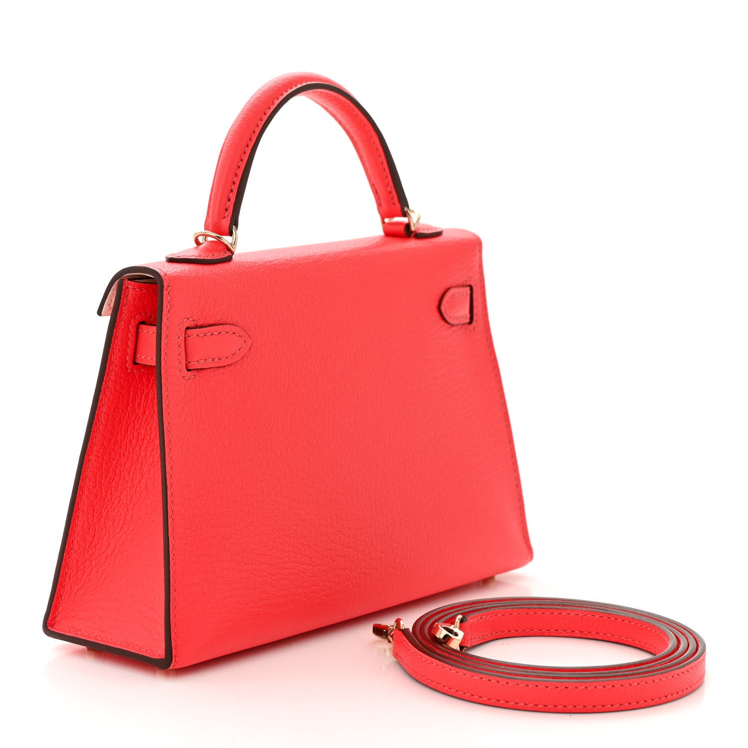 Hermes Chevre Mysore Horseshoe Mini Kelly Sellier 20 Rose Texas Nata 3 of 12