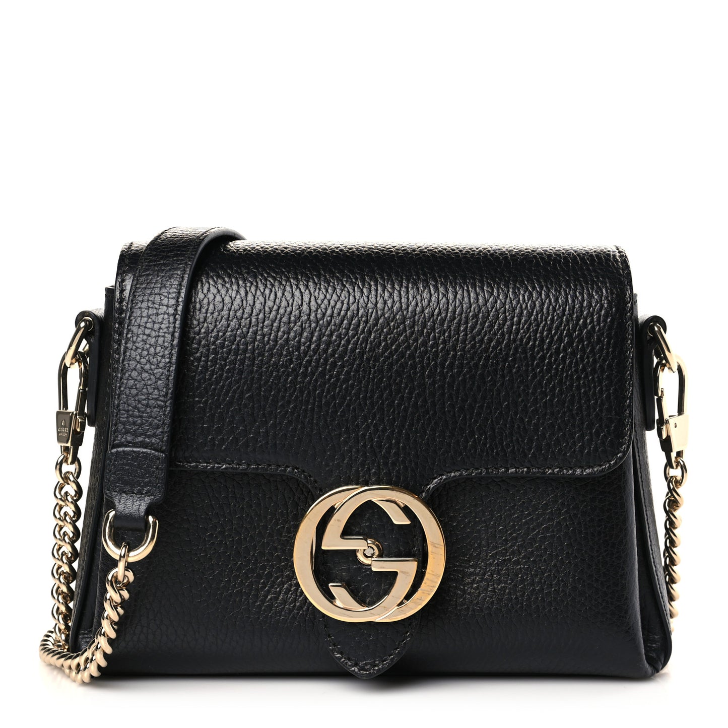 Dollar Calfskin Interlocking G Crossbody Bag Black
