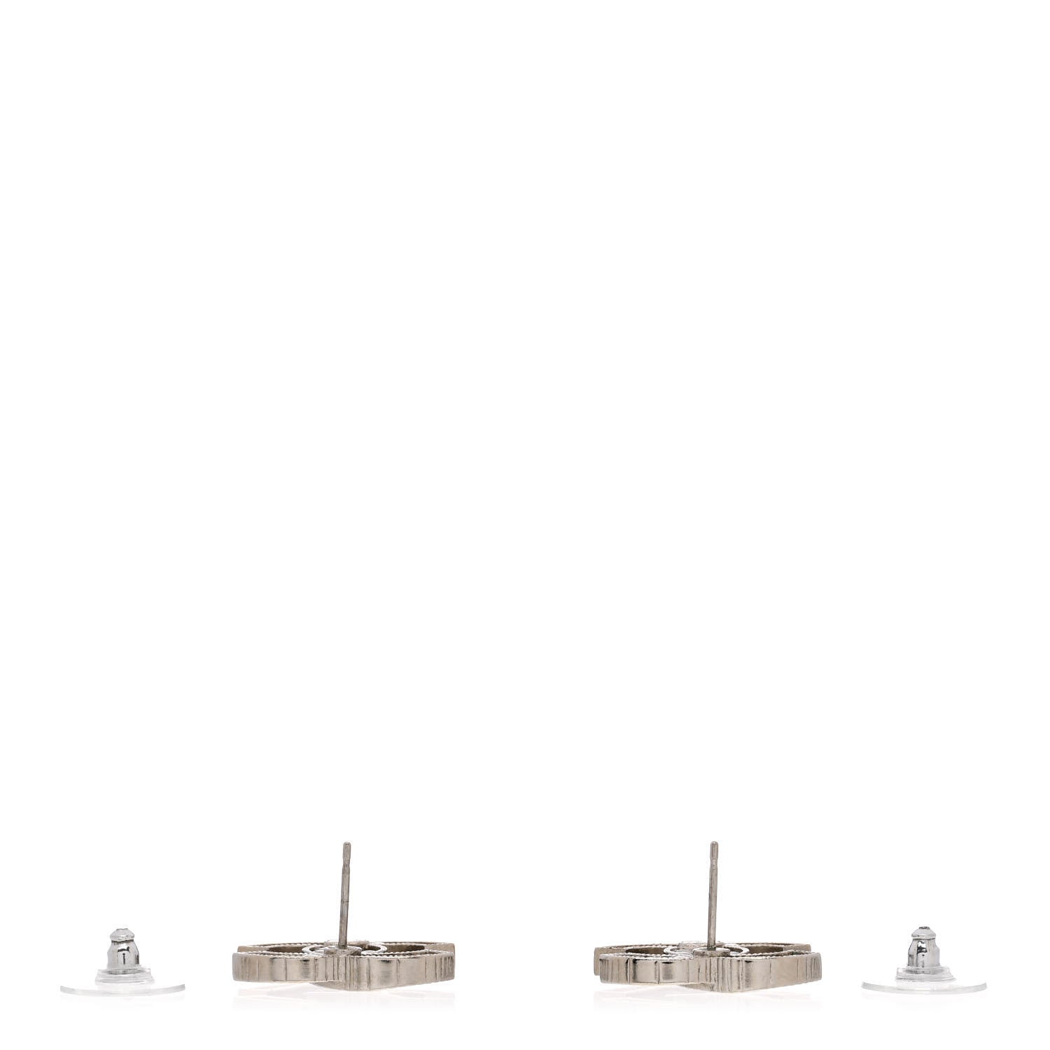 Chanel Crystal CC Chain Earrings Silver 3 of 5