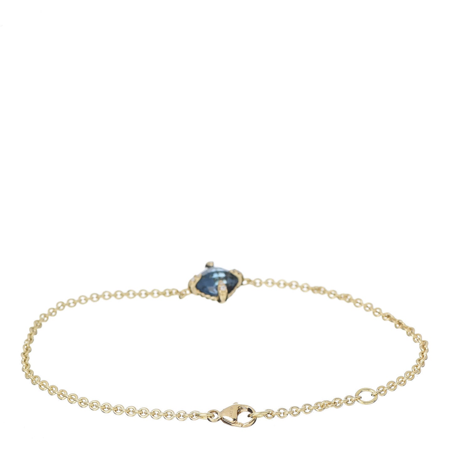 18K Yellow Gold Hampton Blue Topaz Diamond 8mm Chatelaine Chain Bracelet
