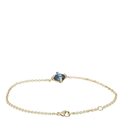 David Yurman 18K Yellow Gold Hampton Blue Topaz Diamond 8mm Chatelaine Chain Bracelet 3 of 4