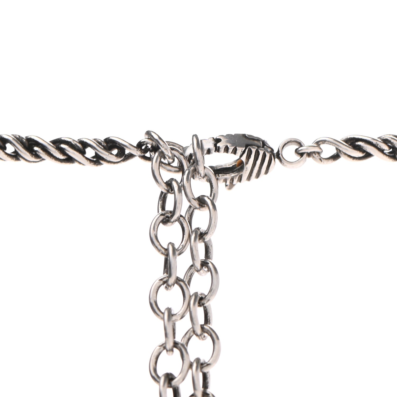 Gucci Metal Crystal Guccy Necklace Aged Silver 4 of 7