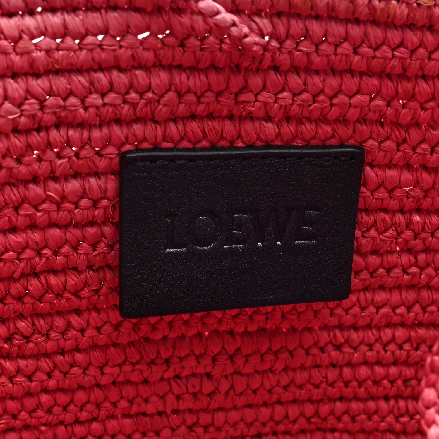 Loewe Raffia Medium Elephant Basket Tote Bag Pink Black Sunset Pink 6 of 10