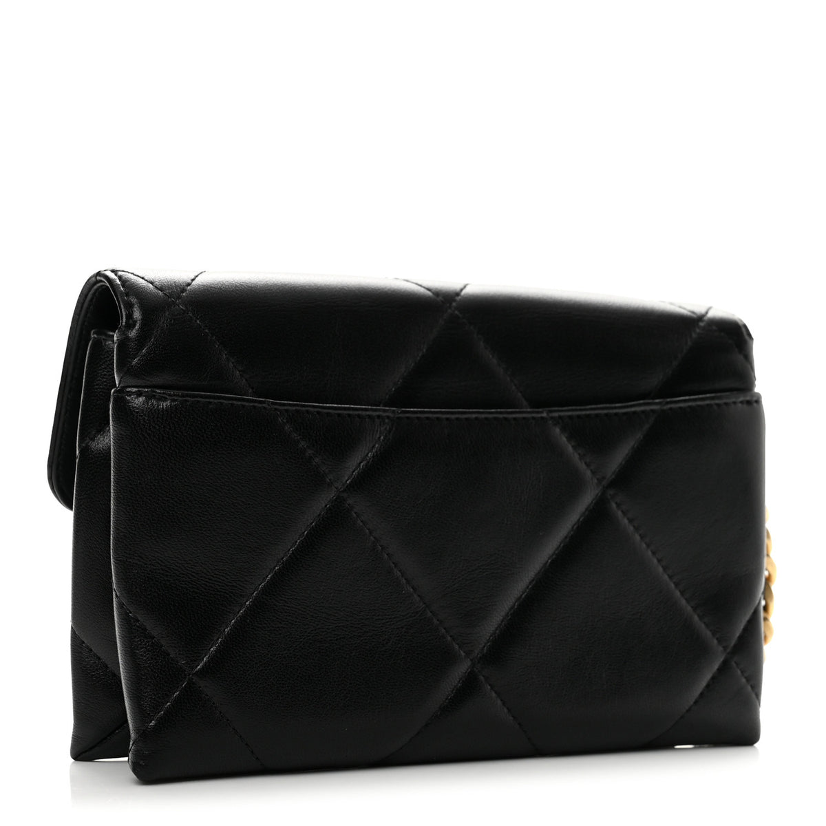Chanel Lambskin Quilted Chanel 19 Flap Clutch Black 3 of 11