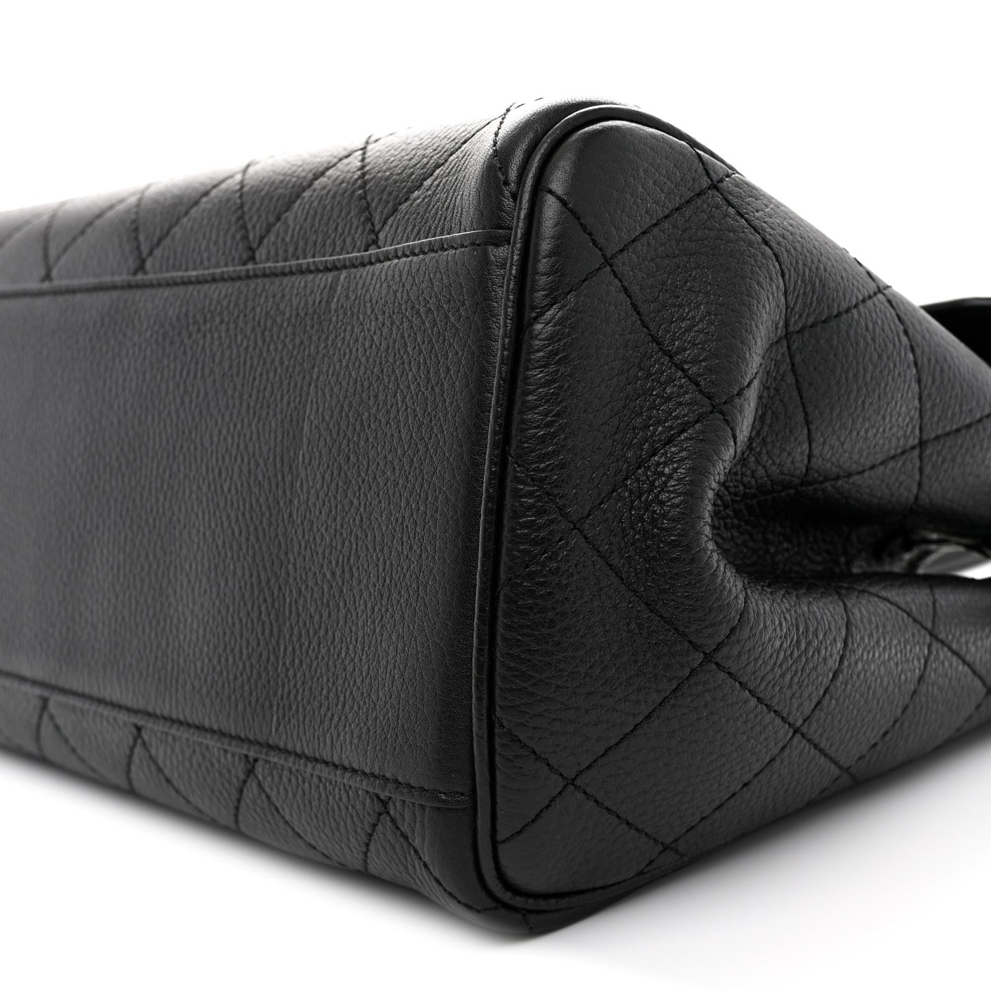 Grained Calfskin Stitched Urban Essentials Large Shopping Bag Black
