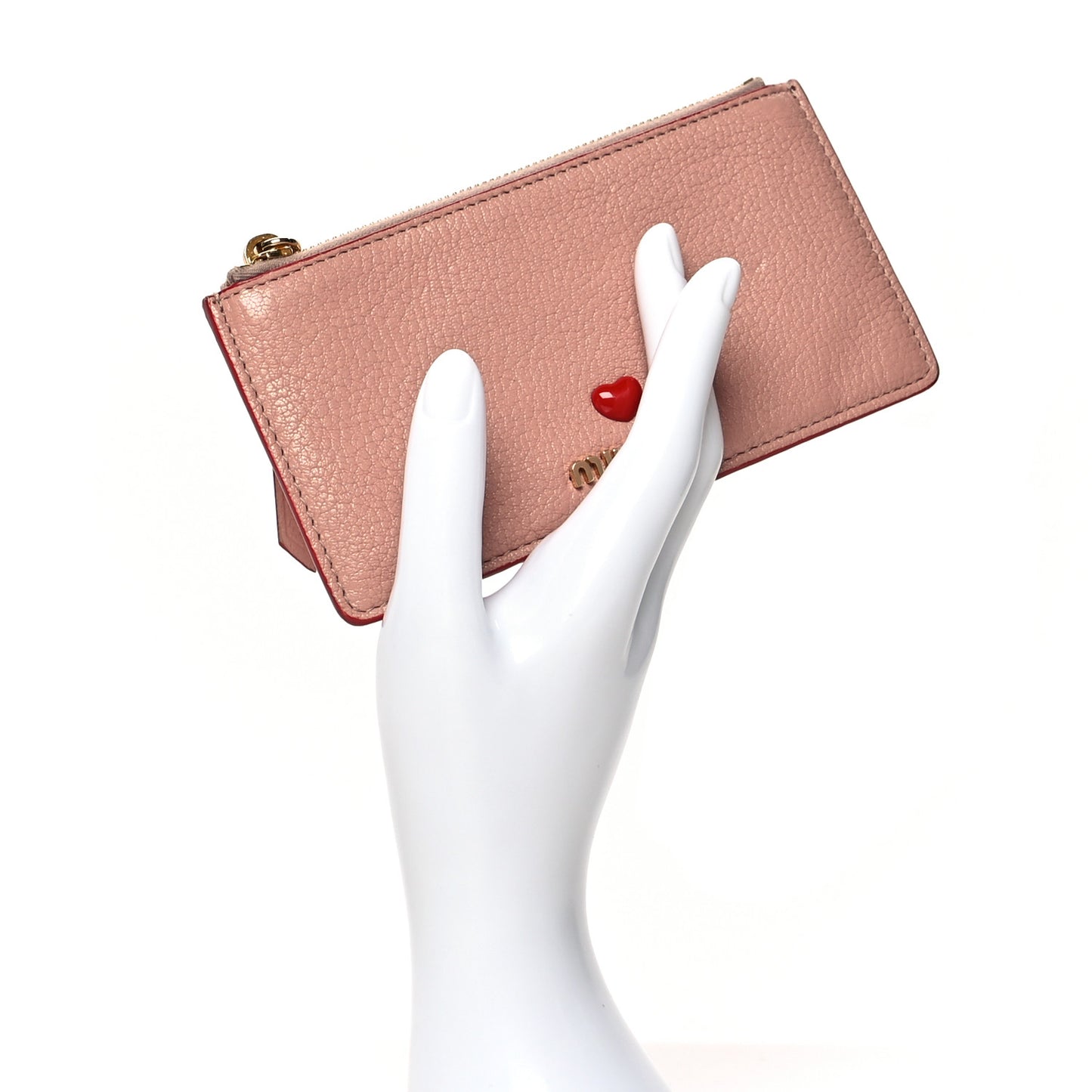 Goatskin Madras Love Zip Card Holder Orchidea