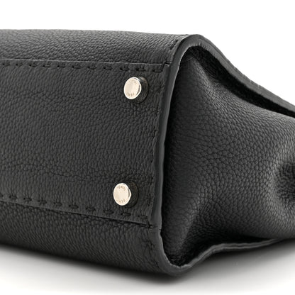 Fendi Cuoio Romano Selleria Bi-Color Medium Peekaboo Iconic Satchel Black Mou 10 of 13