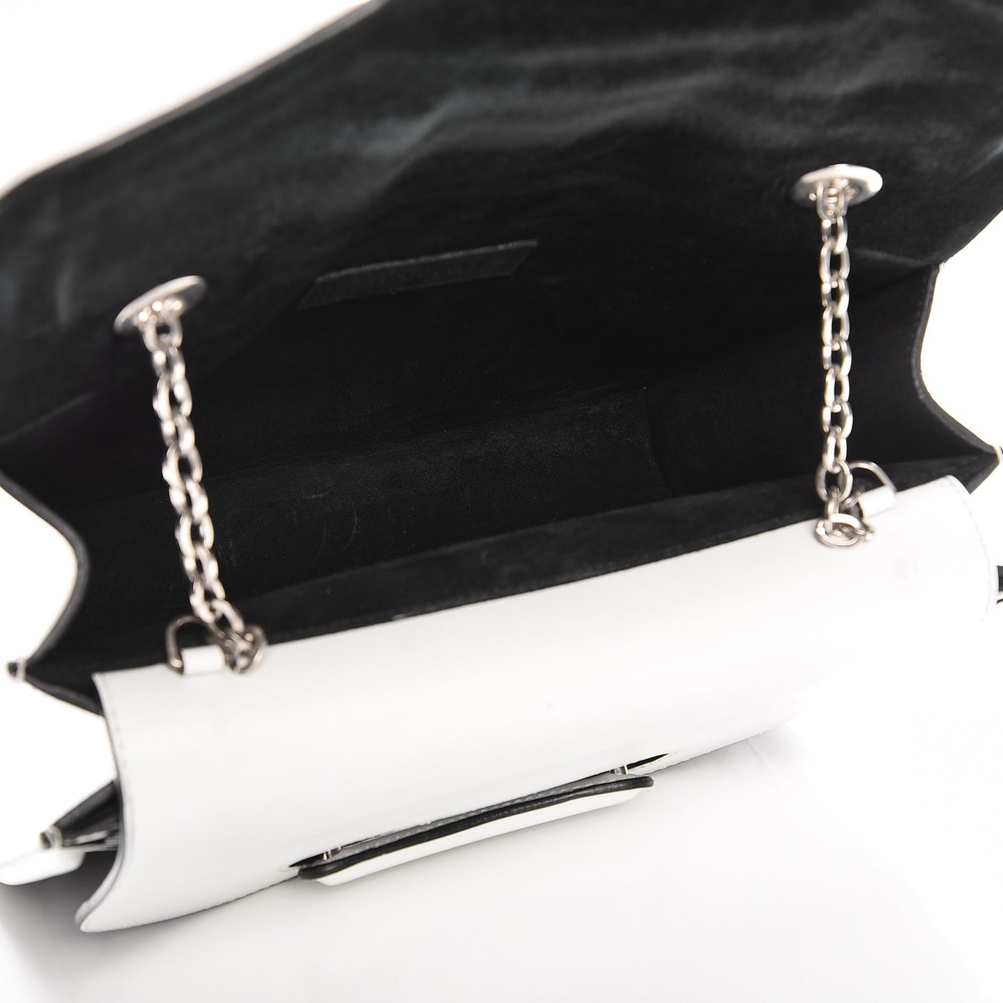 Calfskin Heroine Chain Satchel Ivory Black