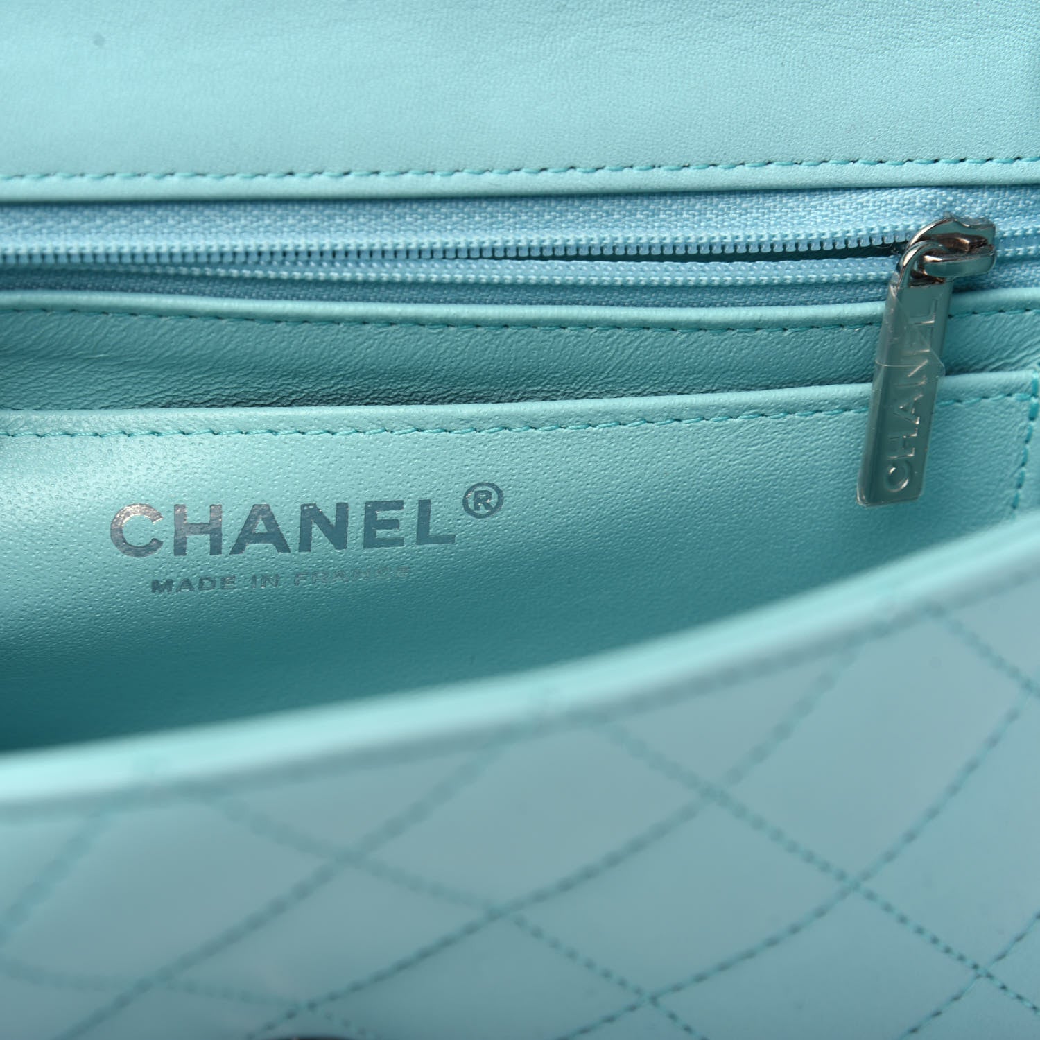 Chanel Lambskin Quilted Mini Rectangular Flap Light Blue 6 of 10