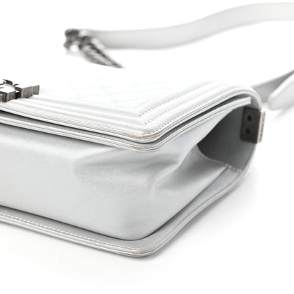Chanel Metallic Calfskin Quilted Medium Boy Flap Silver 10 of 11