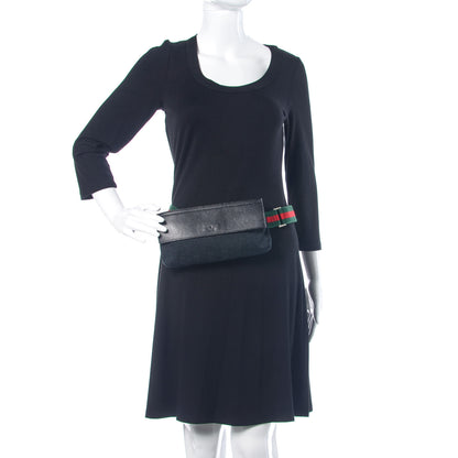Gucci Monogram Web Belt Pouch Bag Black 2 of 12