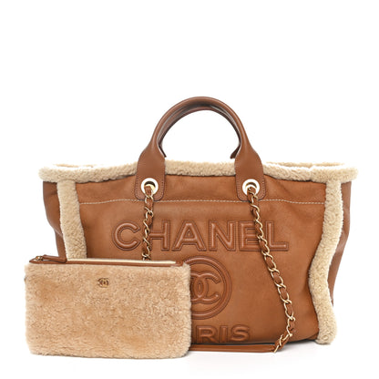 Chanel Lambskin Shearling Medium Deauville Tote Brown 2 of 11