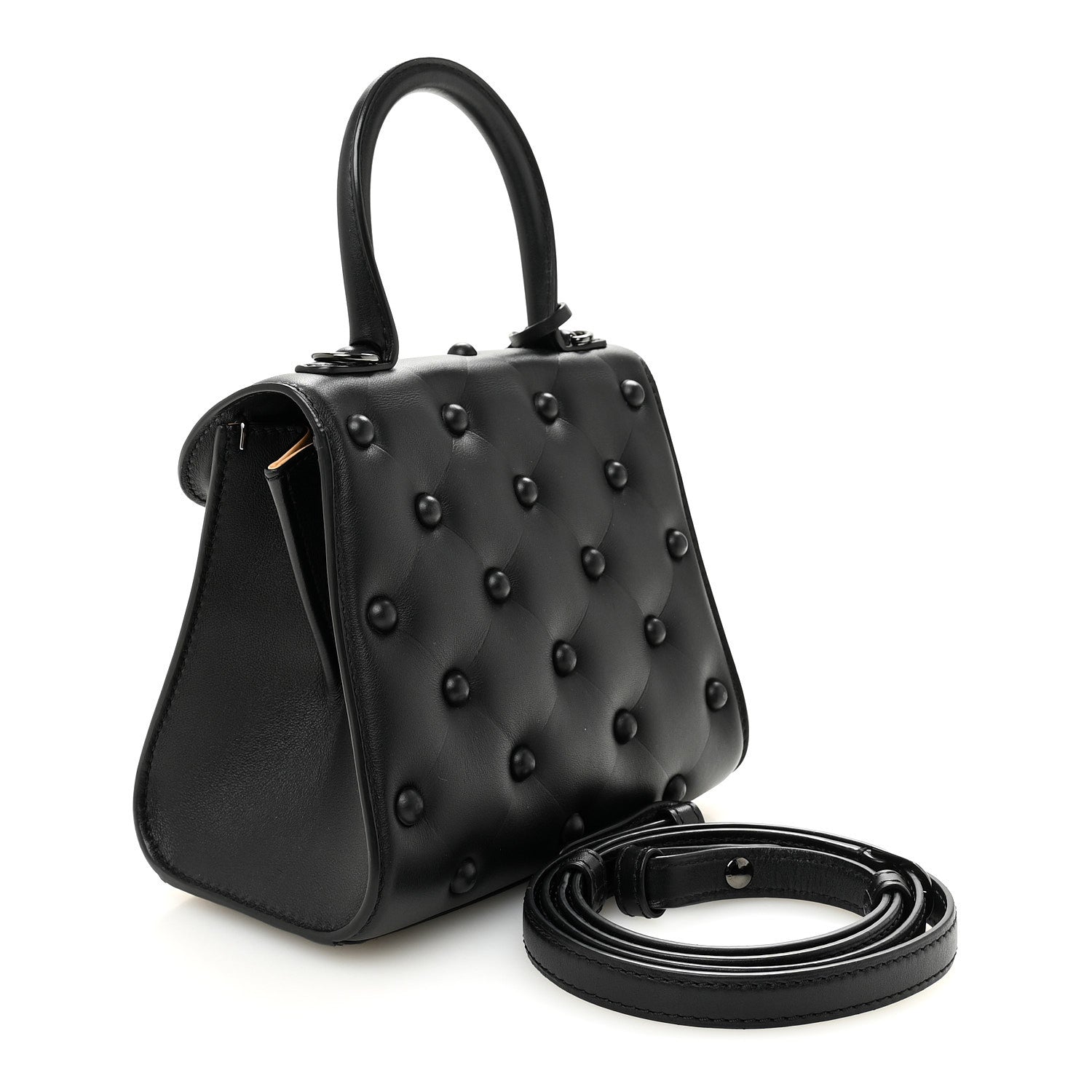 Delvaux Grained Rodeo Calfskin Quilted Mini Brillant Satchel Black 3 of 9