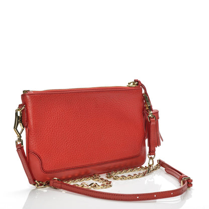 Burberry Signature Grain Calfskin Tassel Peyton Crossbody Clutch Bag Cadmium Red 4 of 10