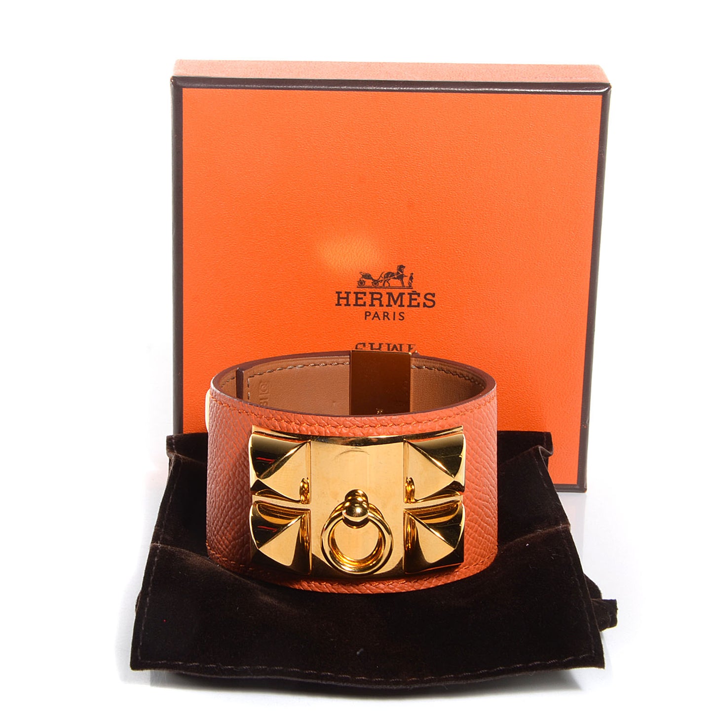 Epsom Collier de Chien CDC Bracelet Large Orange