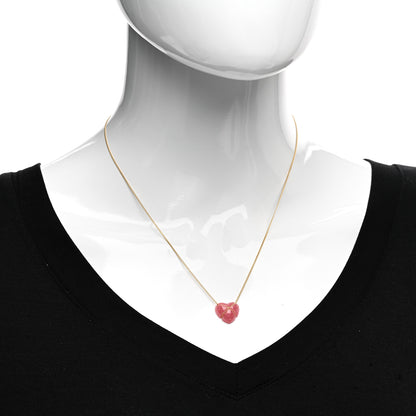 Tiffany 18K Yellow Gold Rhodochrosite Crossover Heart Pendant Necklace 2 of 4