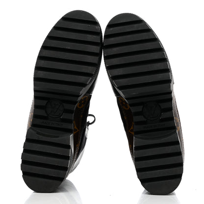 Louis Vuitton Suede Calfskin Monogram Laureate Platform Desert Boots 35.5 Black 5 of 8