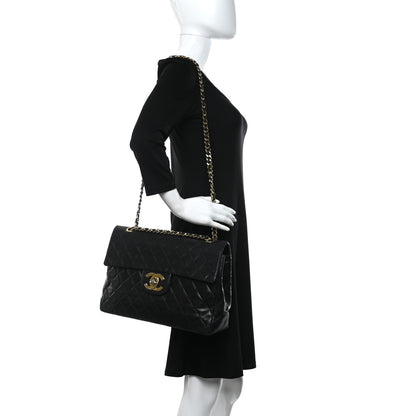 Chanel Lambskin Quilted XL Jumbo Single Flap Black 2 of 14