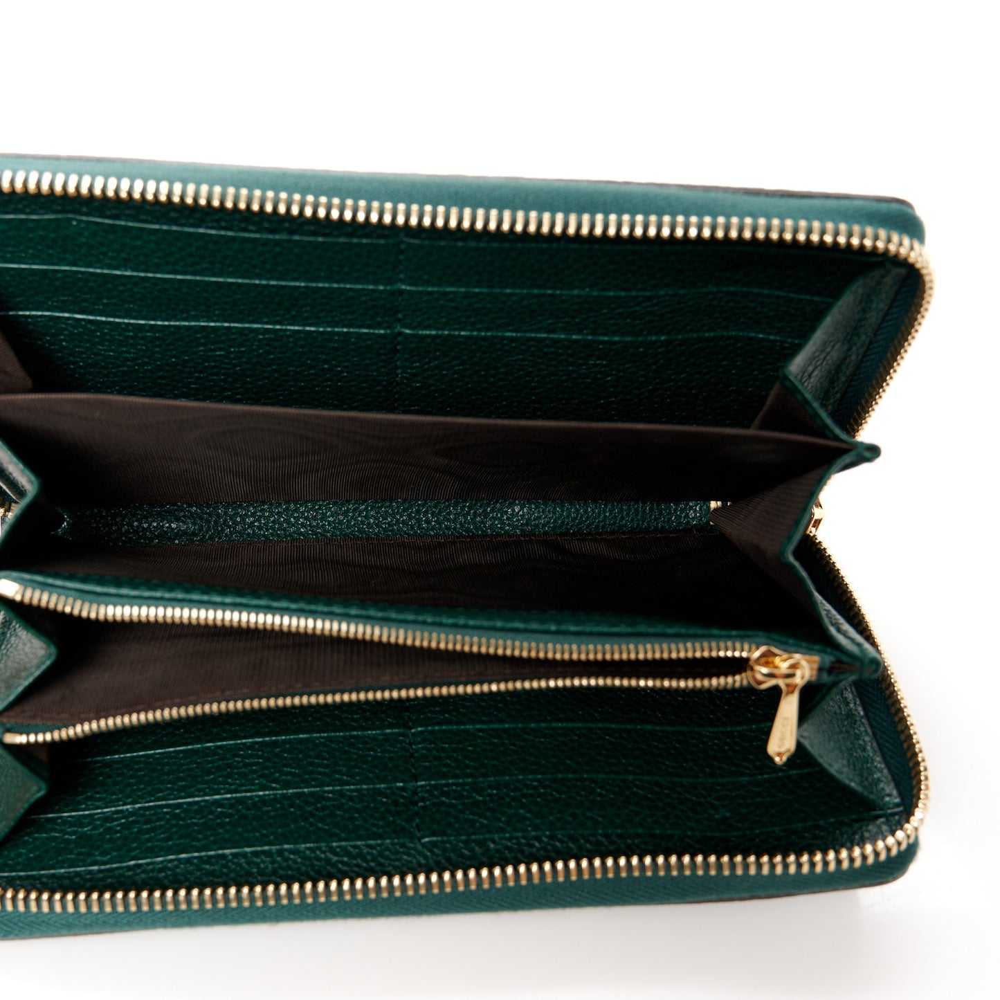 Grainy Calfskin Zumi Zip Around Wallet Vintage Green