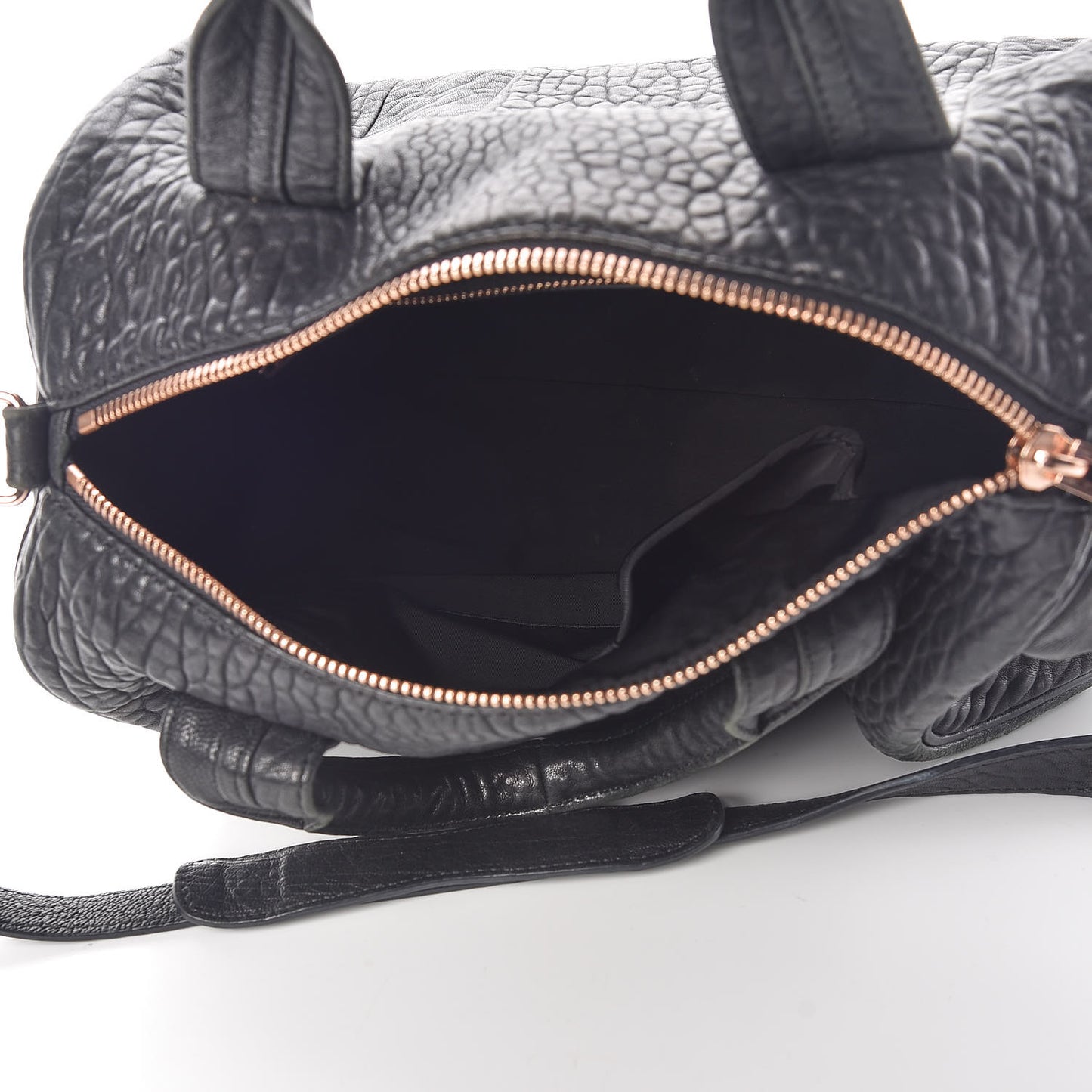Pebbled Lambskin Rocco Black Rose Gold Hardware