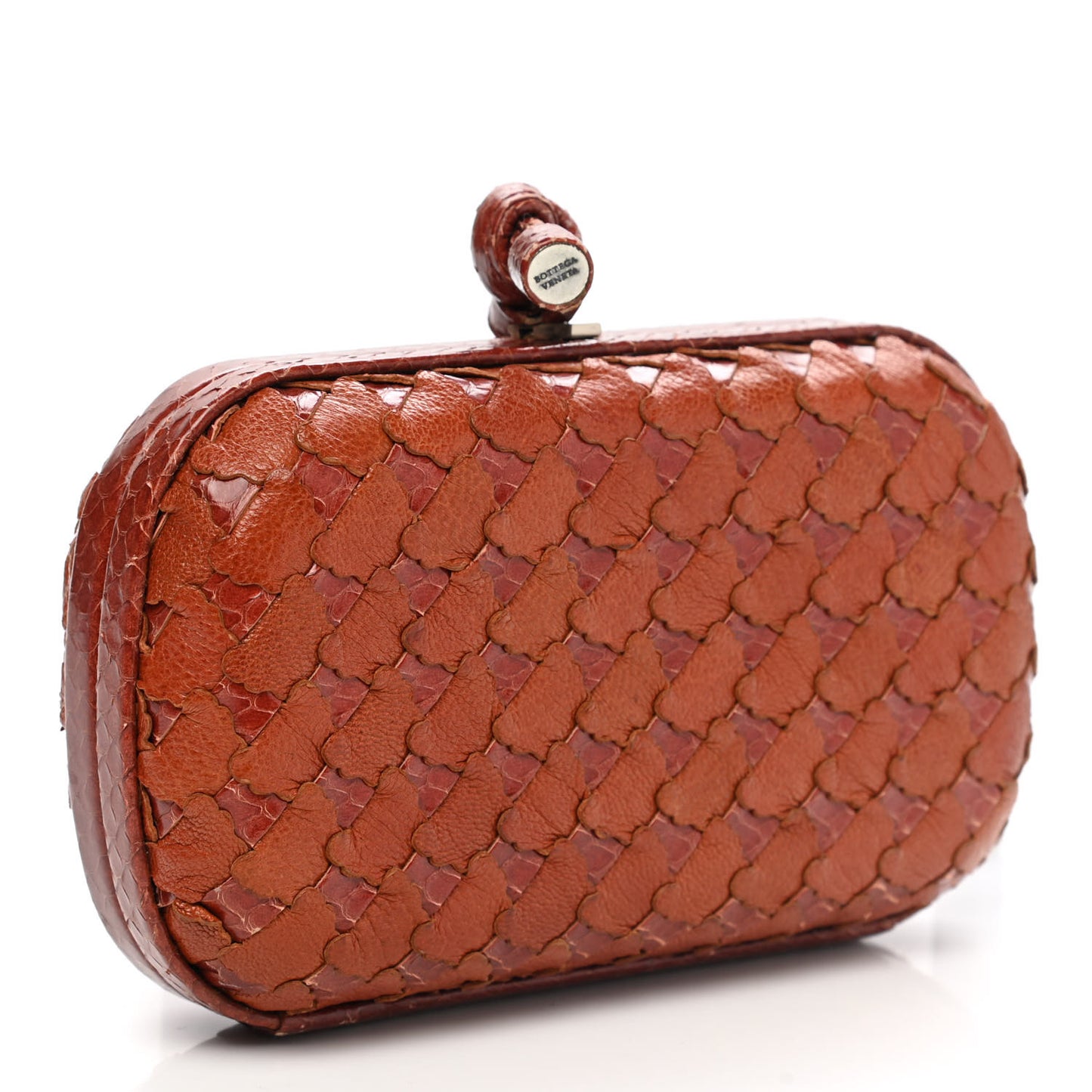 Ayers Goatskin Intrecciato Knot Clutch Brown