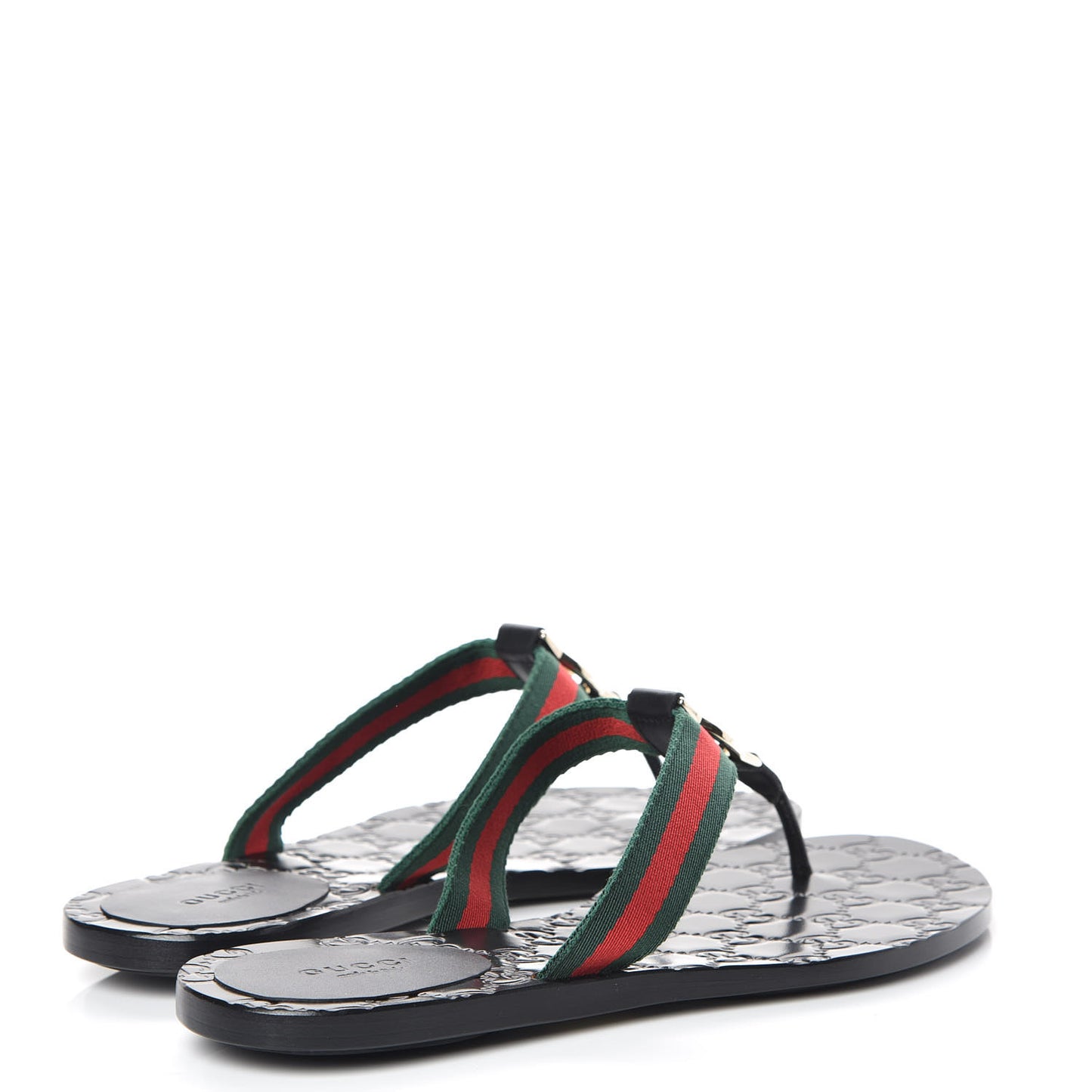 Nylon Guccissima Web Womens Thong Sandals 38 Green Red Black