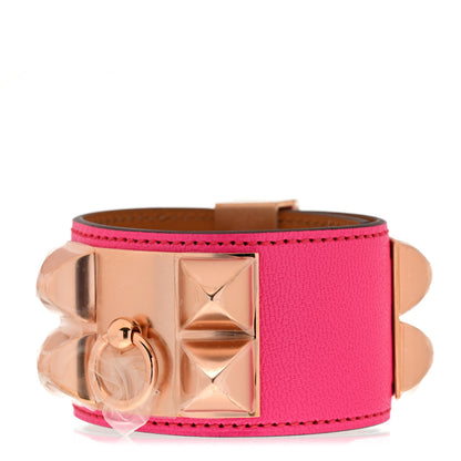 Hermes Chevre Chamkila Collier de Chien CDC Bracelet T3 Rose Pop 1 of 7