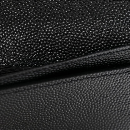 Saint Laurent Grain De Poudre Matelasse Chevron Monogram Monochrome Compact Zip Around Wallet Black 8 of 9