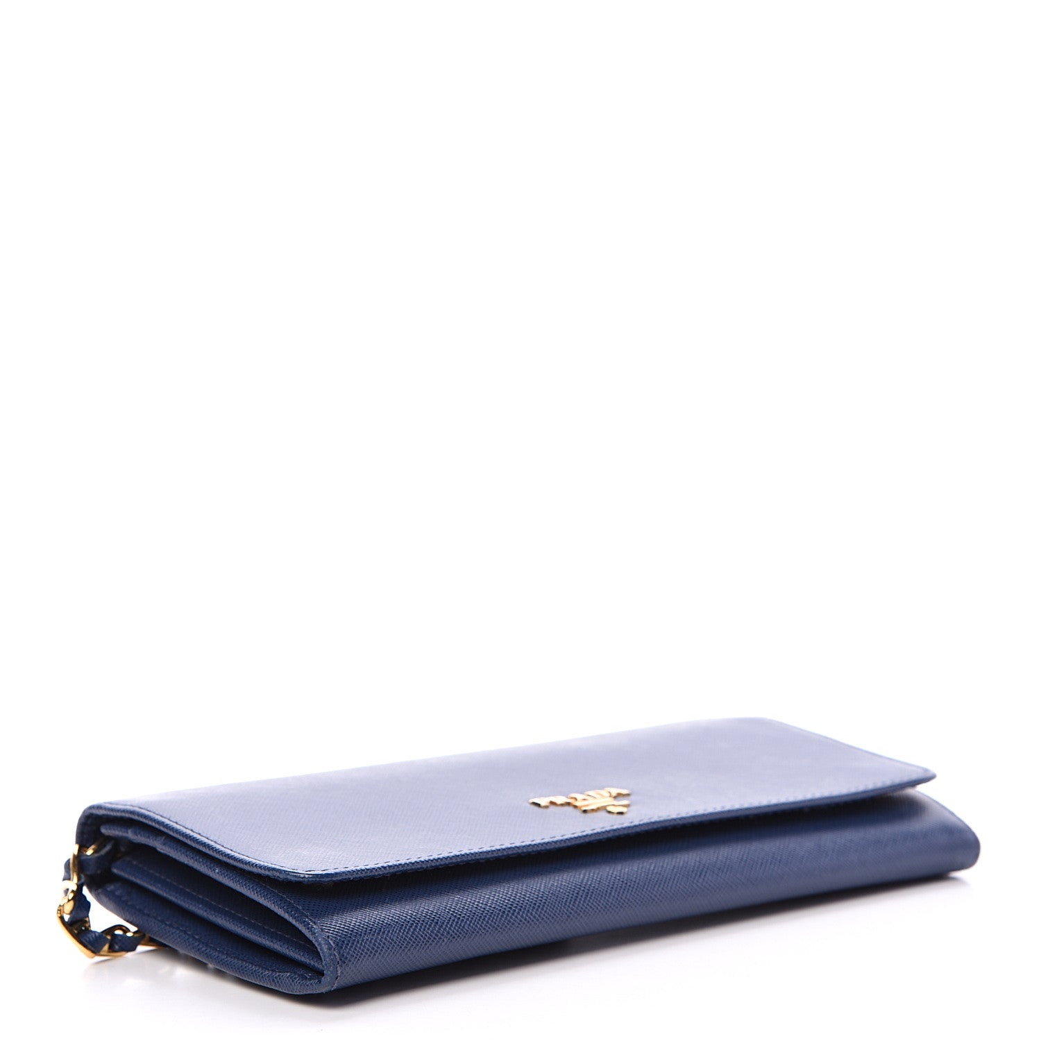Prada Saffiano Metal Oro Chain Wallet Bleuette 3 of 10
